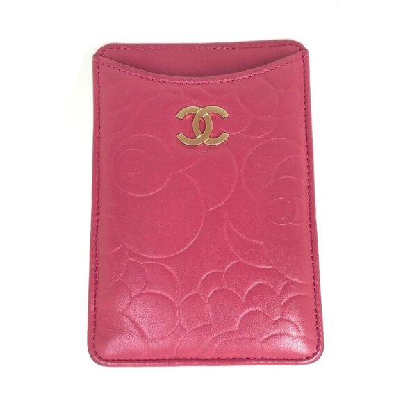 CHANEL CC Camellia card holder vertical type Card Case Lambskin Leather pink - Picture 1 of 14